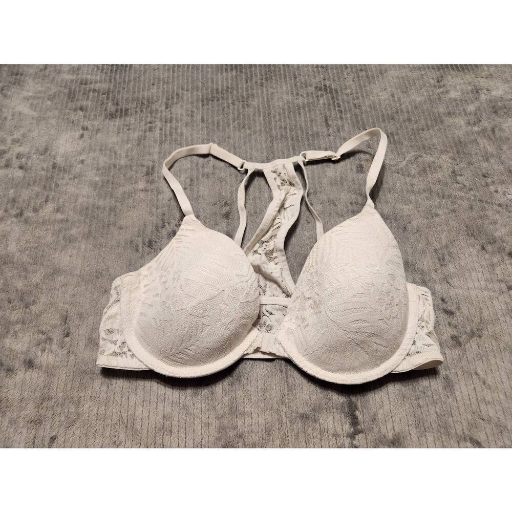 Victoria's Secret Pink Size 32C Lightly Lined Racerback Lace Tshirt Bra White